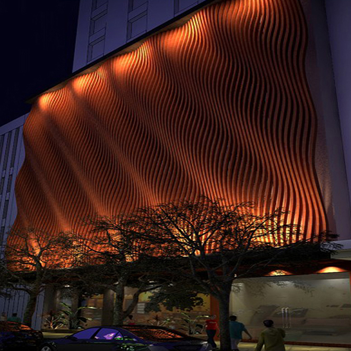 門頭娛樂場所弧形方通工程案例